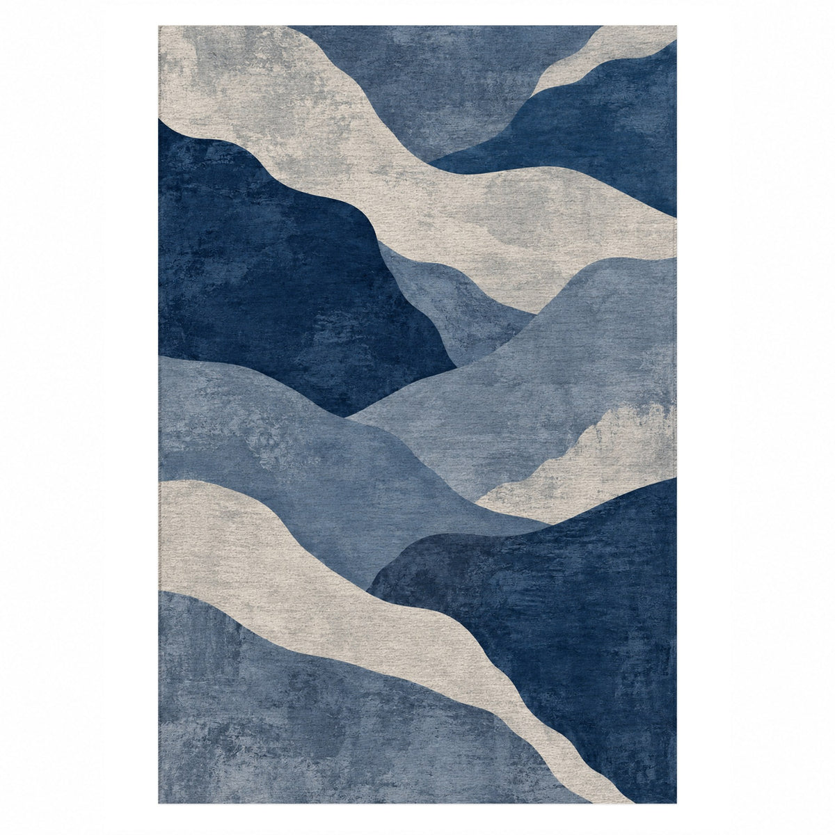 Sahara Mosaic Indigo Modern Washable Rug — top view