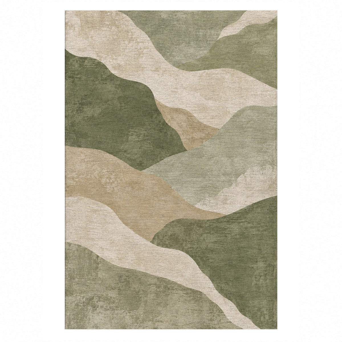 Sahara Mosaic Sage Modern Washable Rug — top view