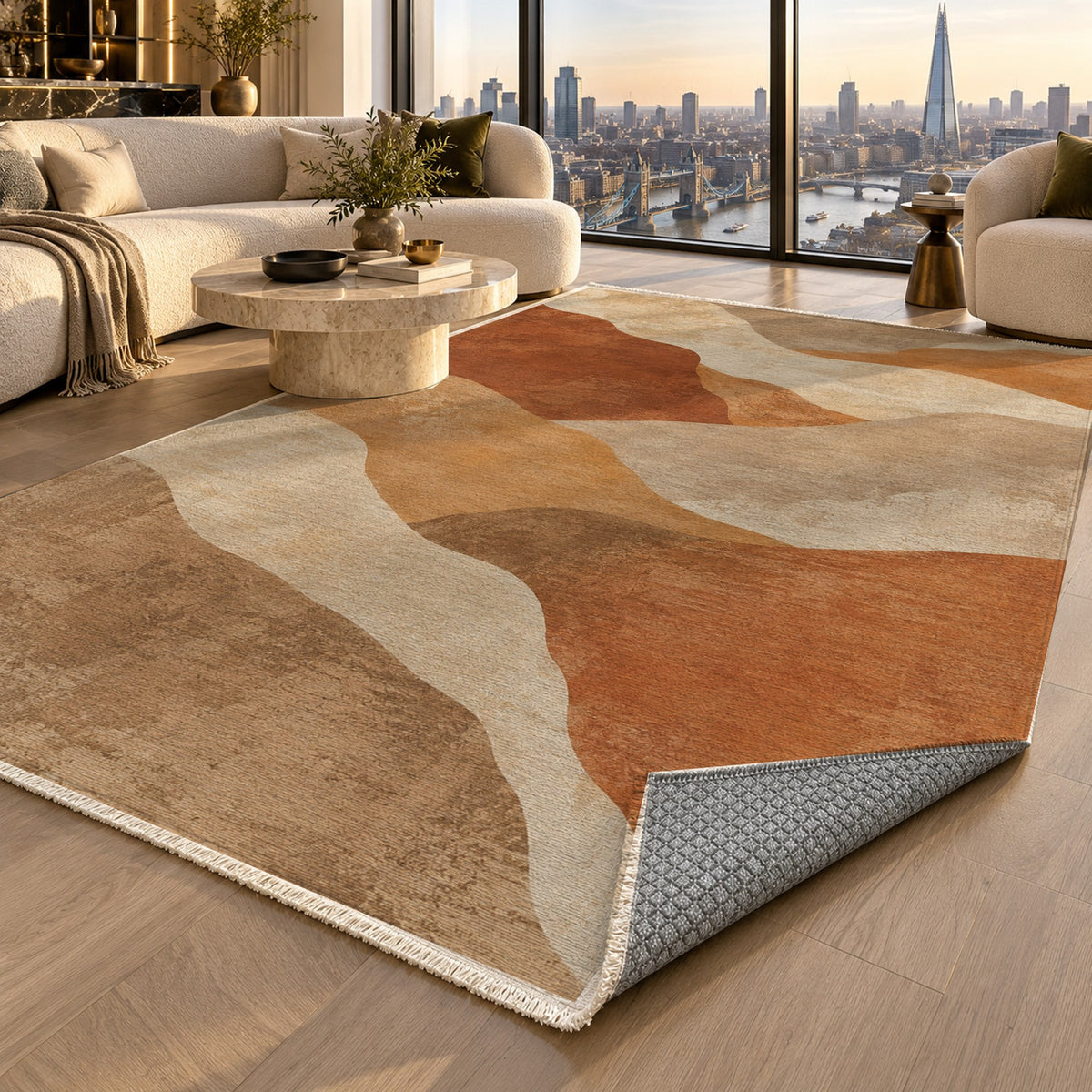 Sahara Mosaic Modern Washable Rug — london luxury living
