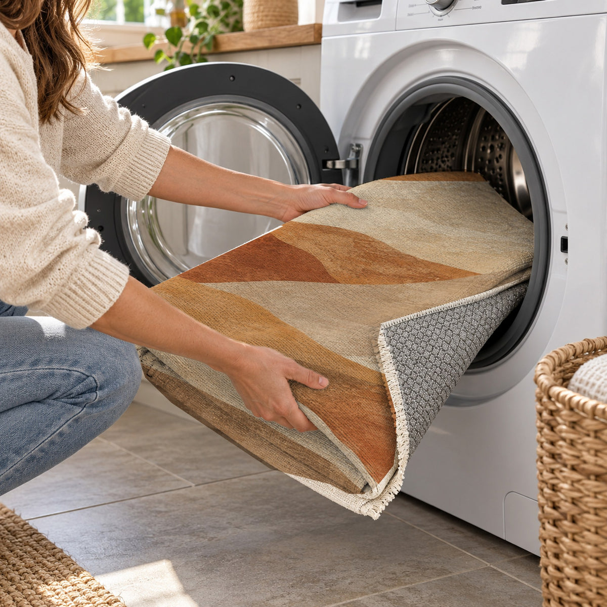 Sahara Mosaic Modern Washable Rug — washing machine