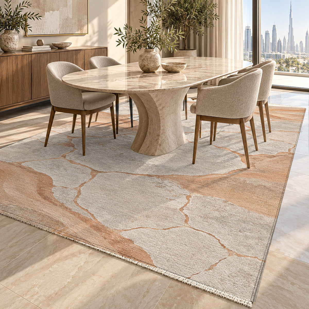 Salt Flats Modern Washable Rug — dubai dining