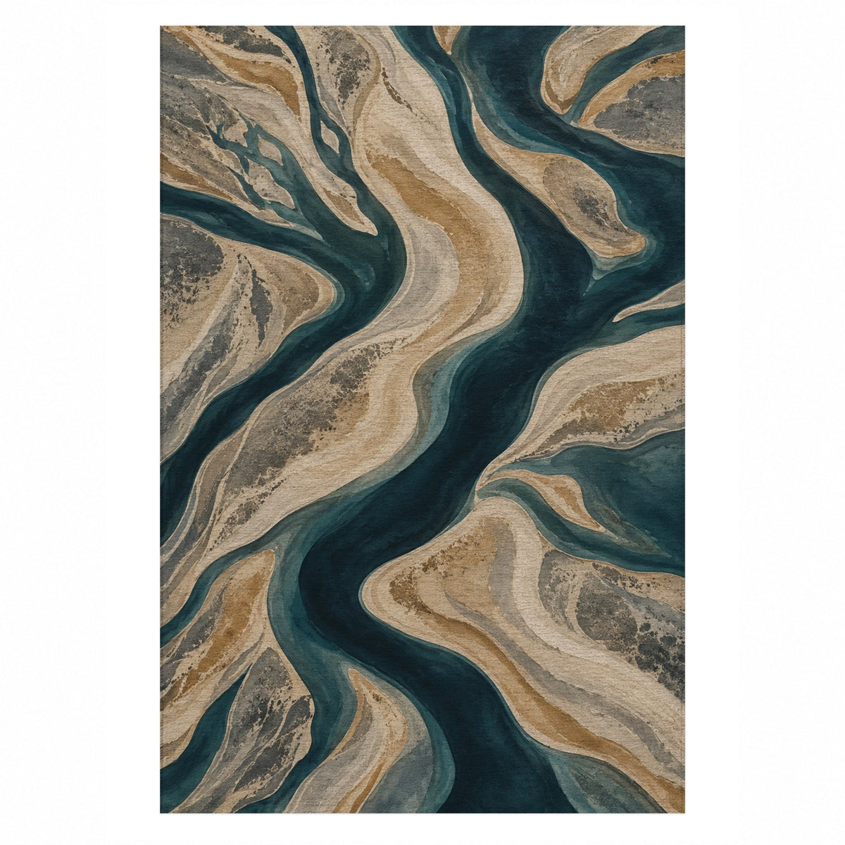 Sandbar Ribbons Abstract Washable Rug — top view