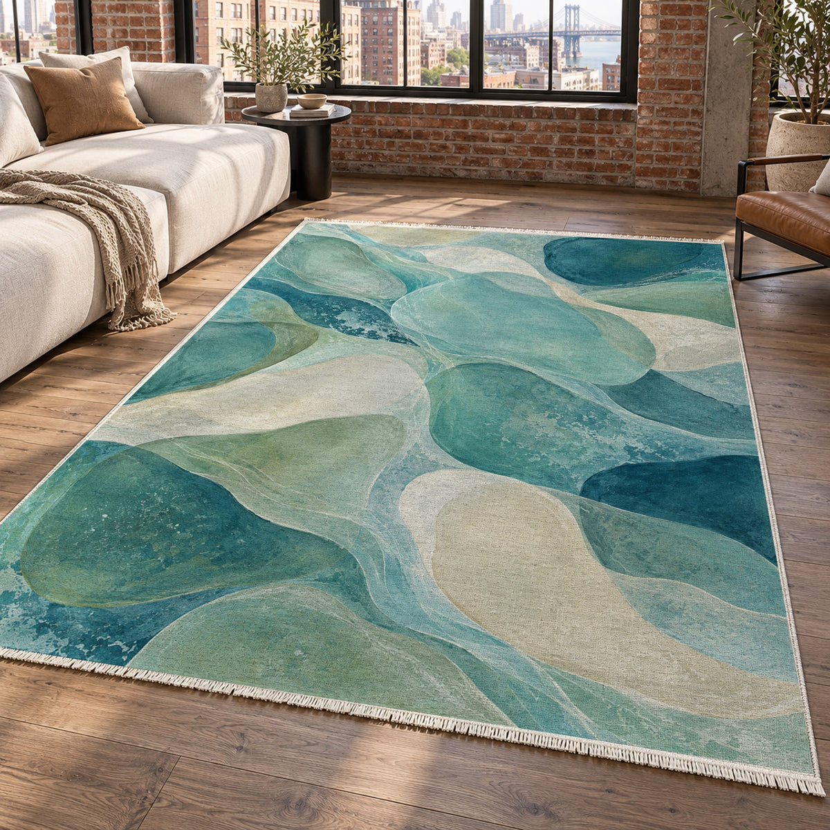 Sea Glass Abstract Washable Rug — new york living