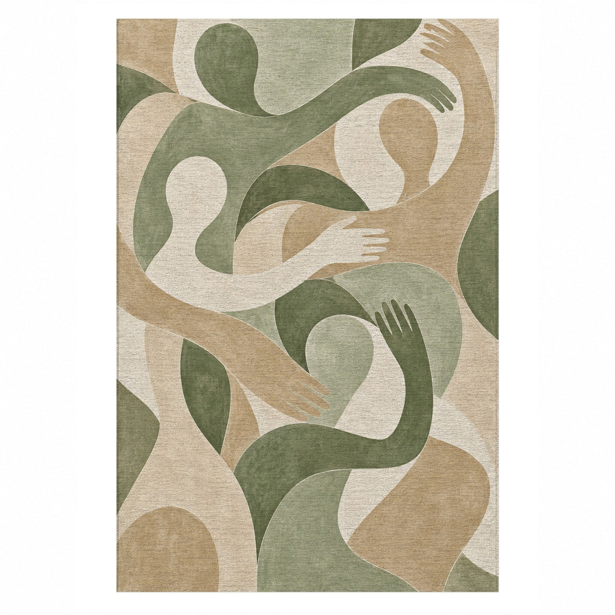 Shared Gestures Sage Abstract Washable Rug — top view