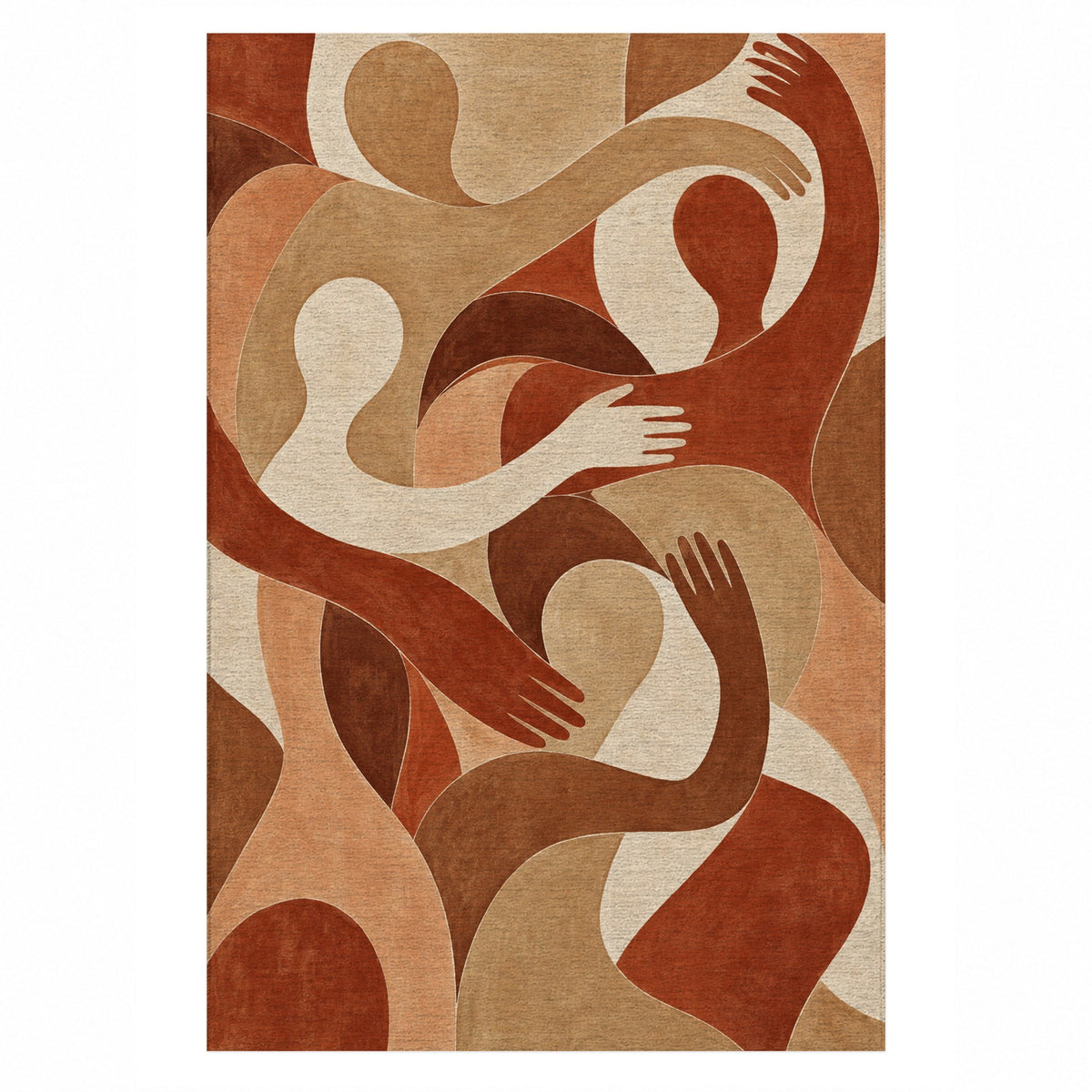 Shared Gestures Terracotta Abstract Washable Rug — top view
