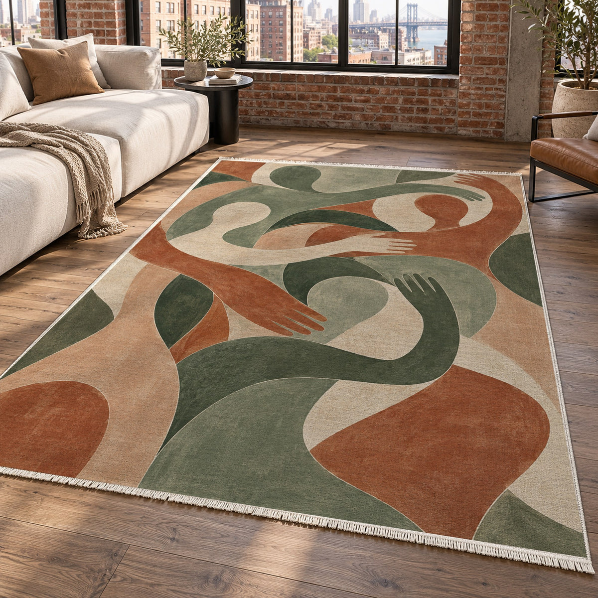 Shared Gestures Abstract Washable Rug — new york living