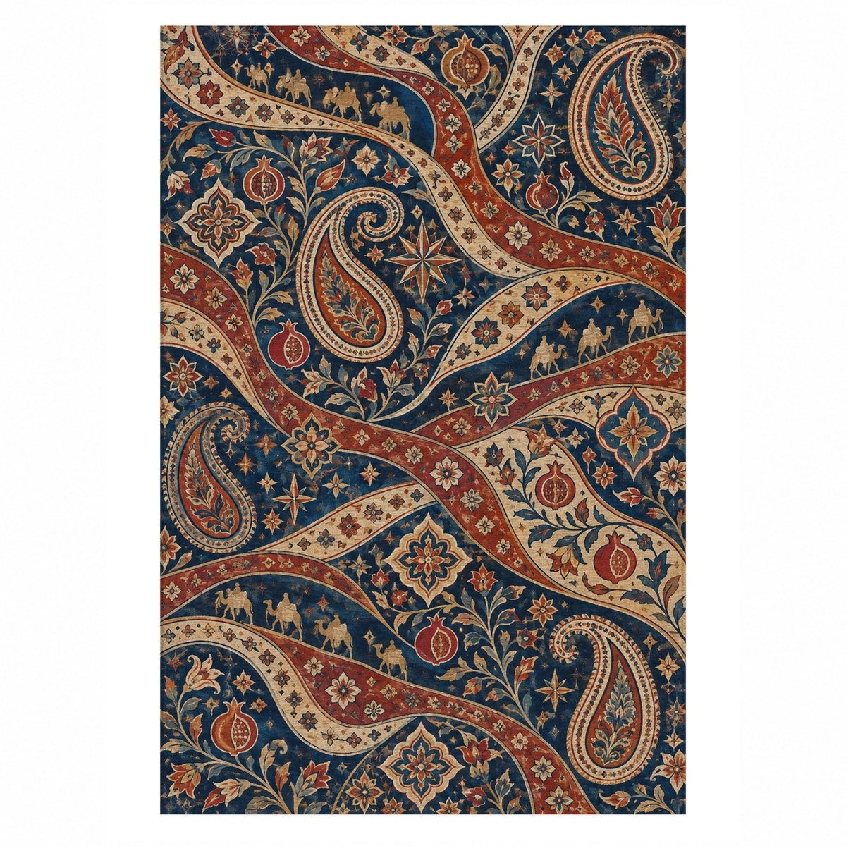 Silk Road II Ethnic Washable Rug — top view