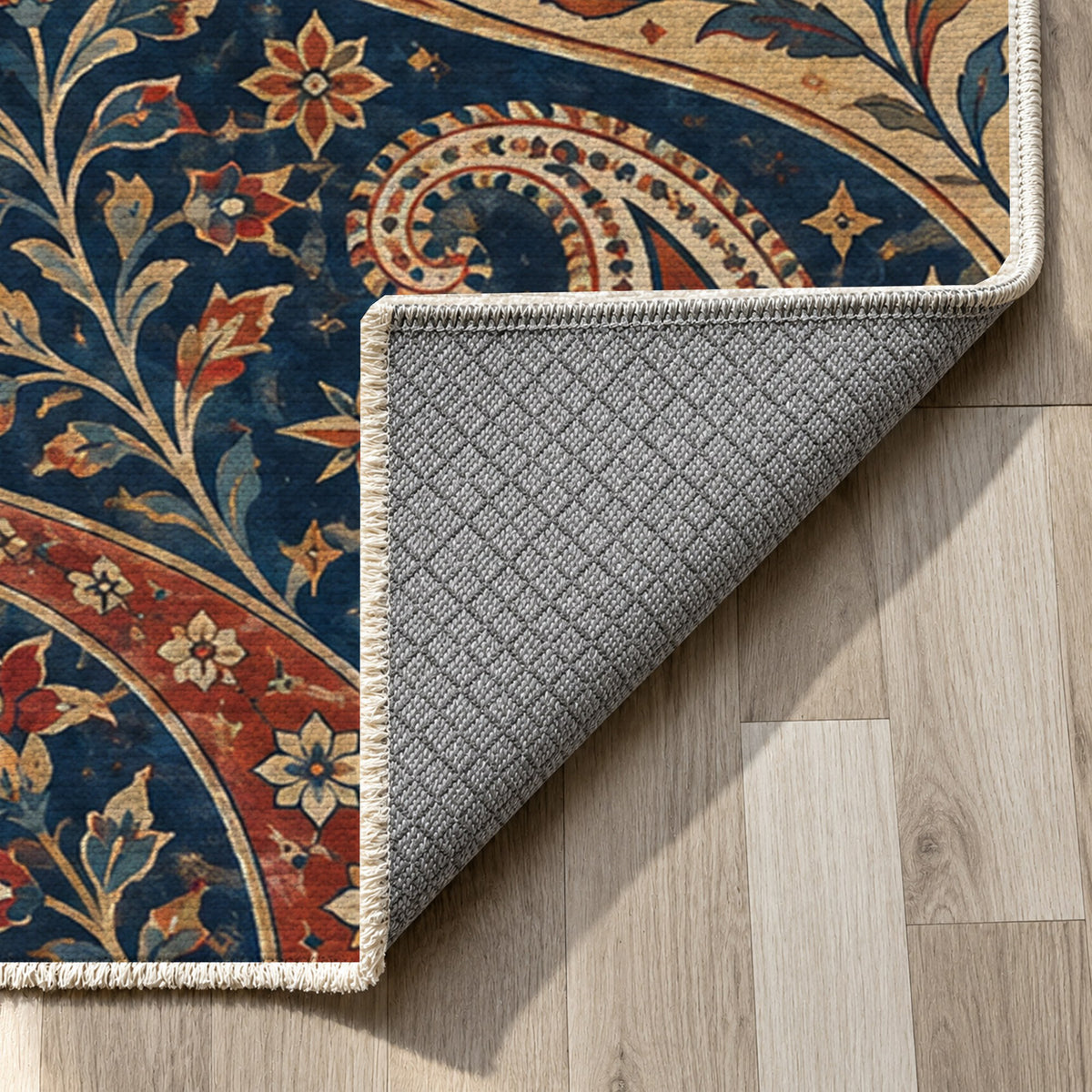 Silk Road II Ethnic Washable Rug — backing close up