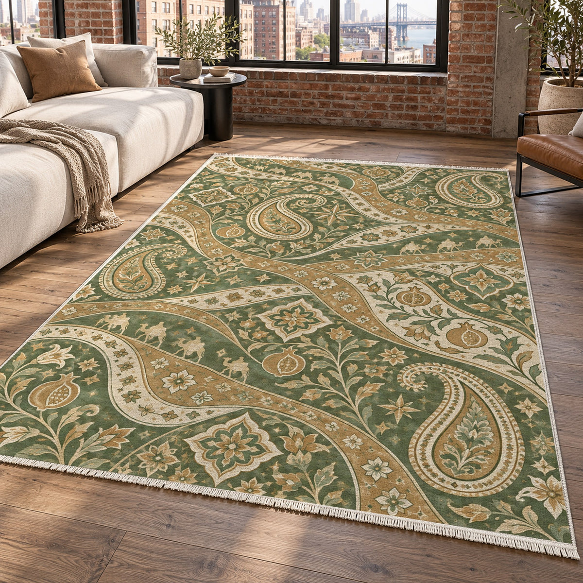Silk Road Sage Ethnic Washable Rug — new york living