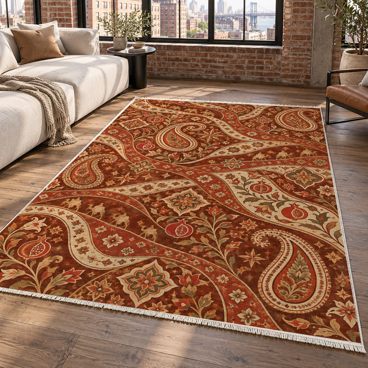 Silk Road Terracotta Ethnic Washable Rug — new york living