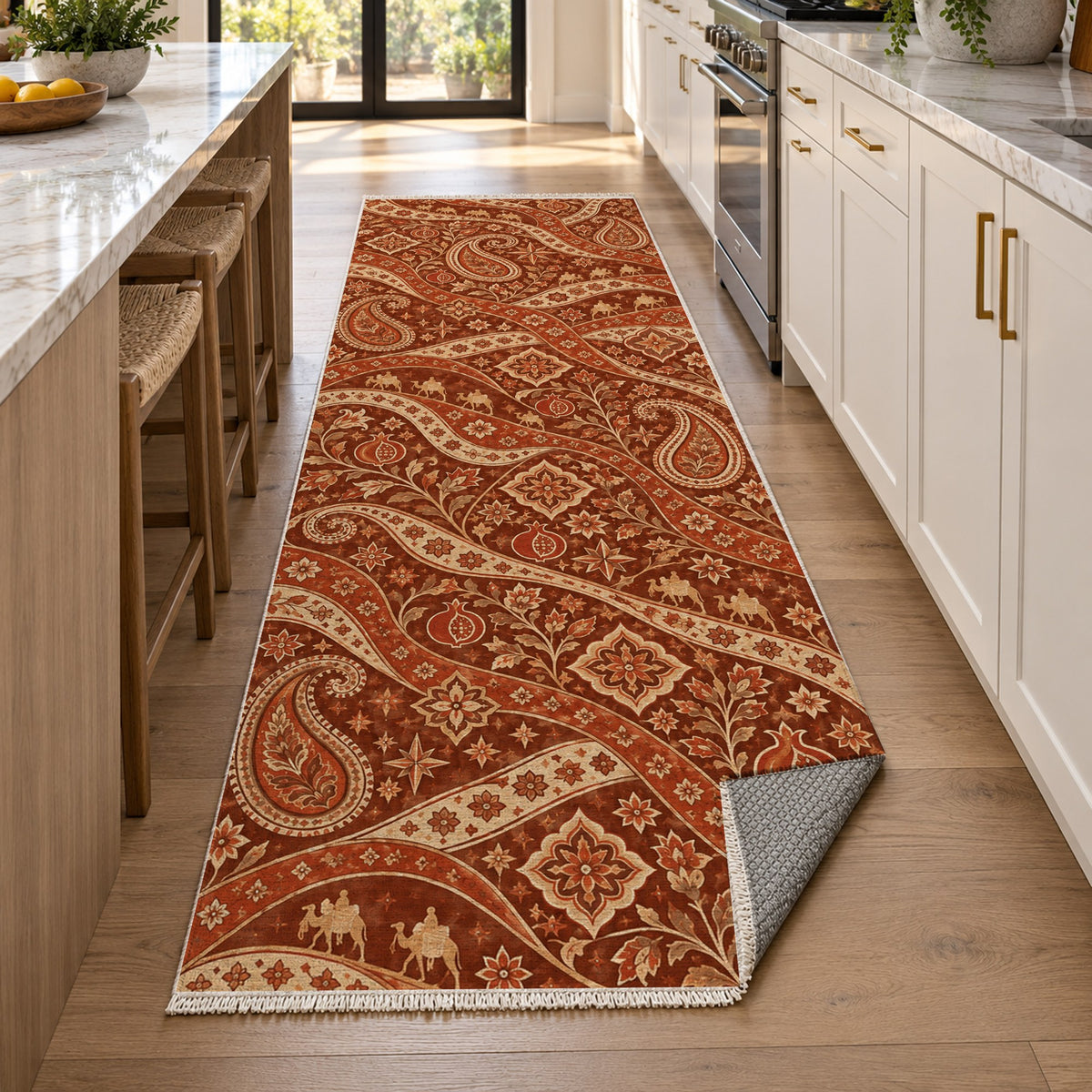 Silk Road Terracotta Ethnic Washable Rug — new york kitchen runner