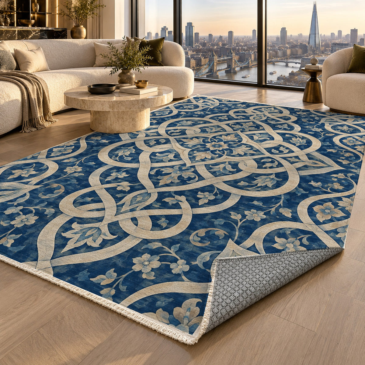 Silken Knots Ethnic Washable Rug — london luxury living