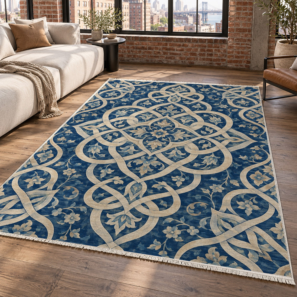Silken Knots Ethnic Washable Rug — new york living