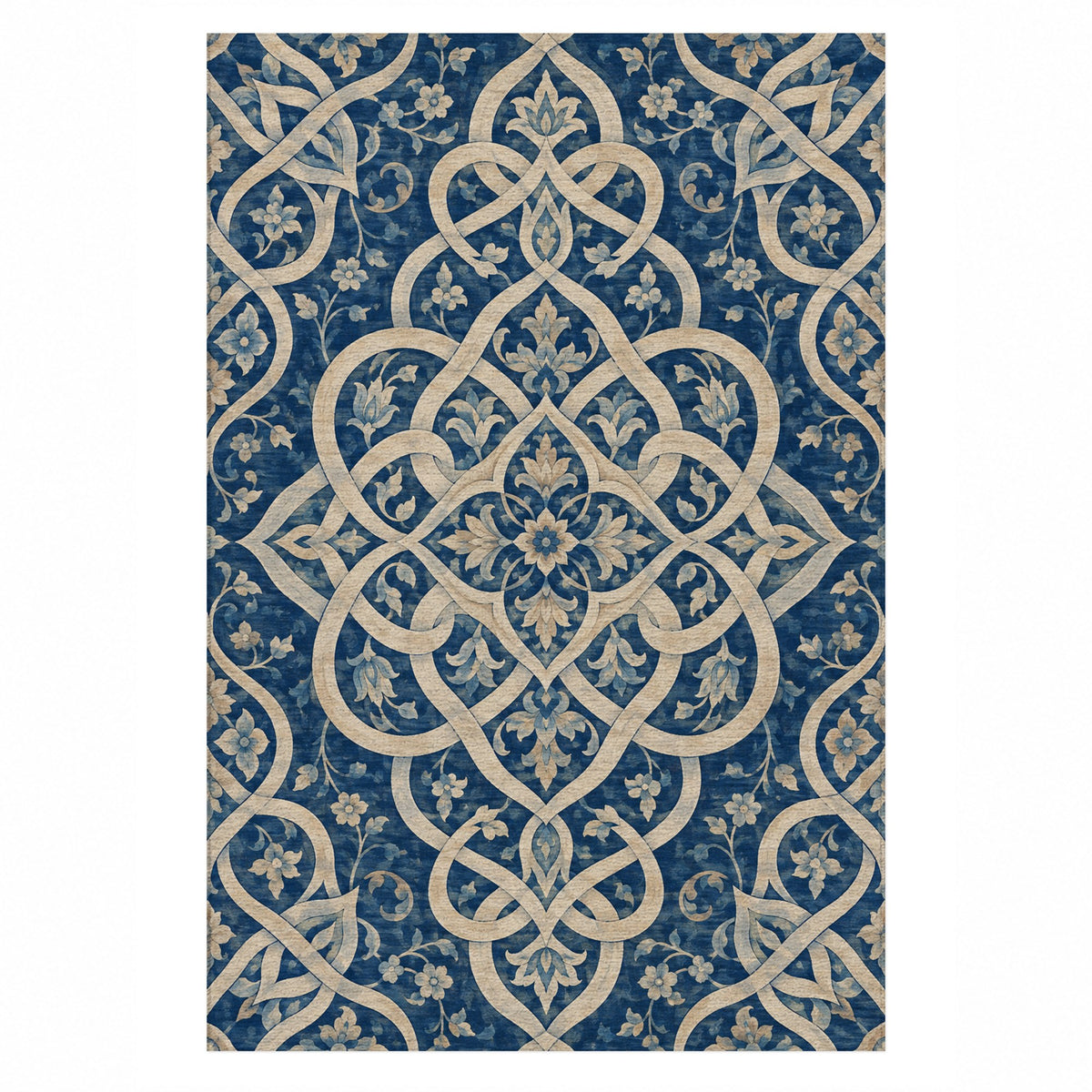 Silken Knots Ethnic Washable Rug — top view