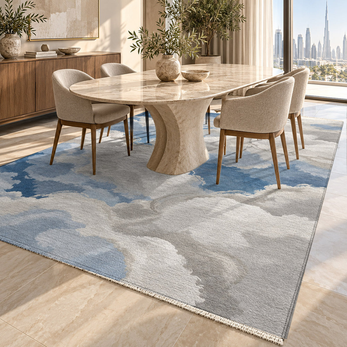Sky Cloud Cloudy Day Abstract Washable Rug — dubai dining