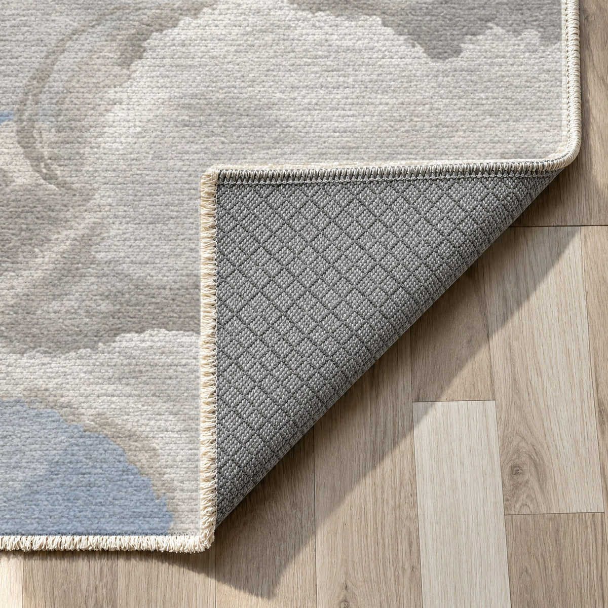 Sky Cloud Cloudy Day Abstract Washable Rug — backing close up
