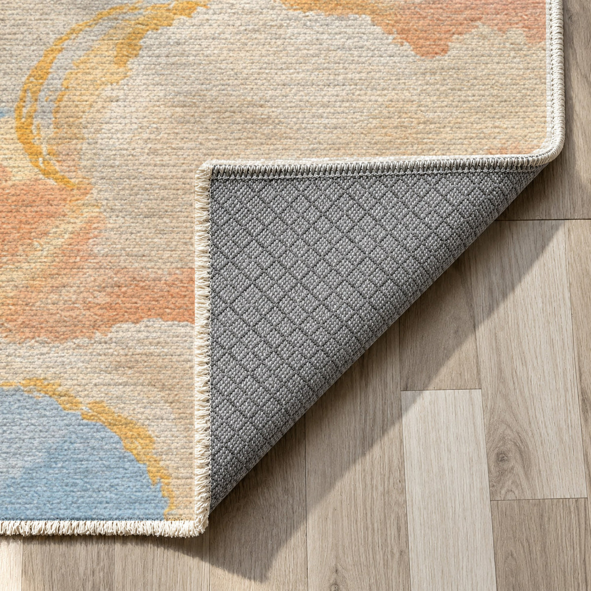 Sky Cloud Sunny Day Abstract Washable Rug — backing close up