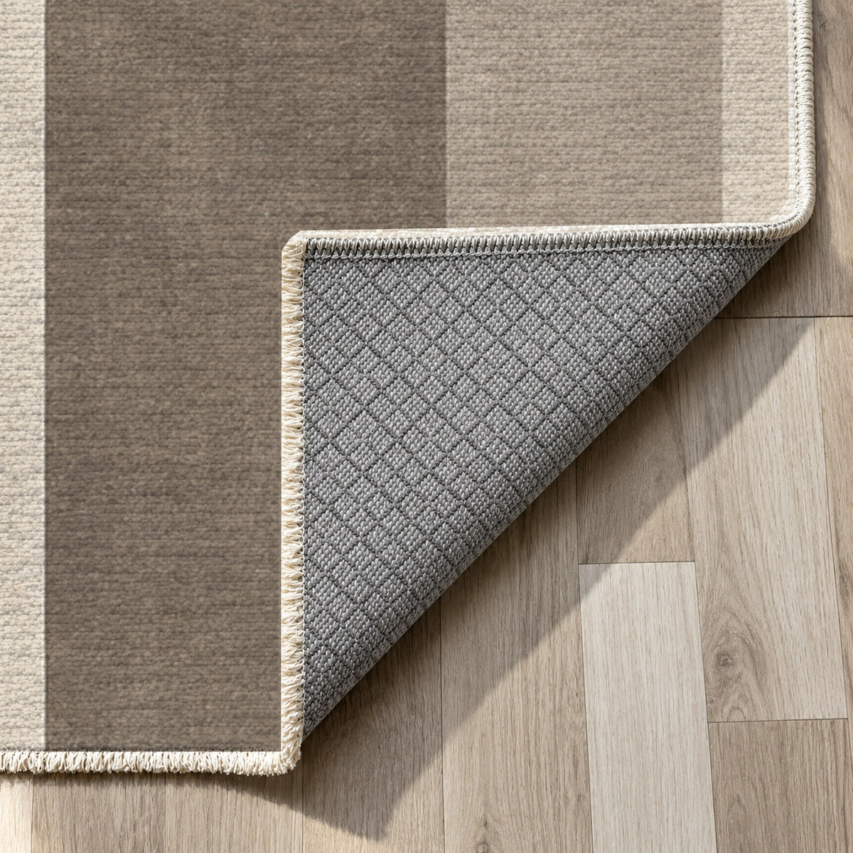 Soft Arches Ivory Taupe Modern Washable Rug — backing close up