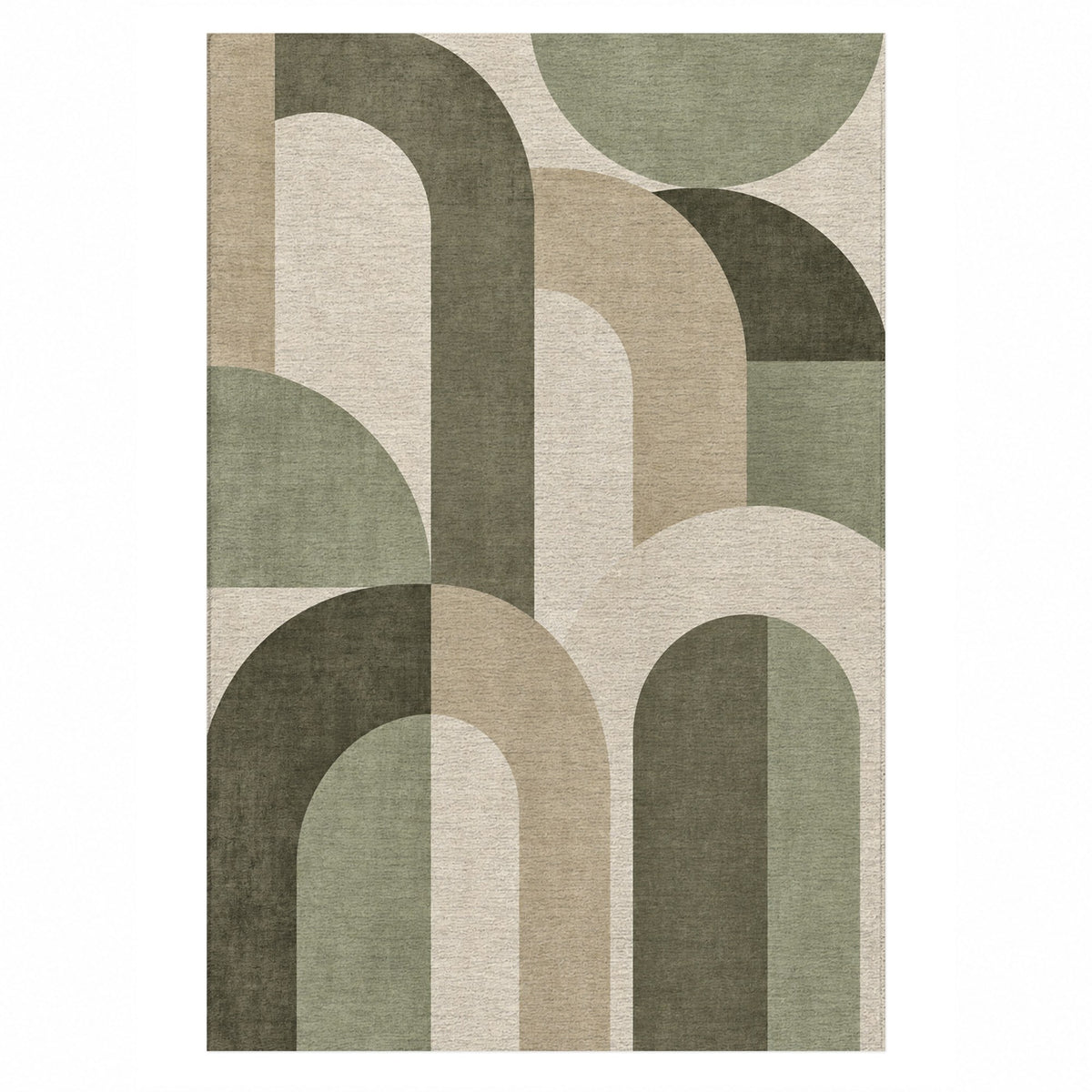 Soft Arches Sage Sand Modern Washable Rug — top view