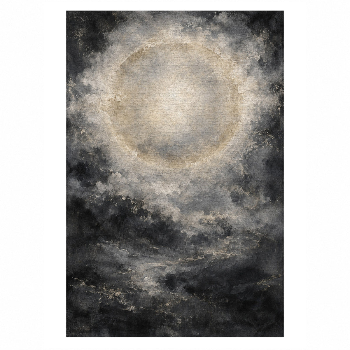 Solar Halo Charcoal Abstract Washable Rug — top view