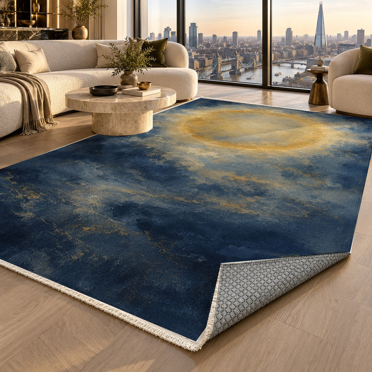 Solar Halo Abstract Washable Rug — london luxury living