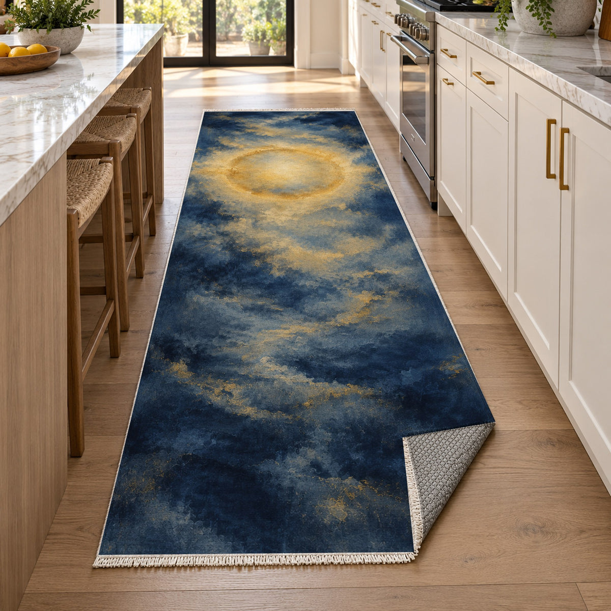 Solar Halo Abstract Washable Rug — new york kitchen runner