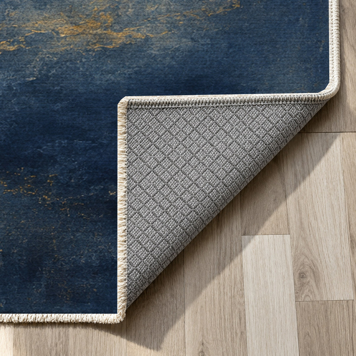 Solar Halo Abstract Washable Rug — backing close up