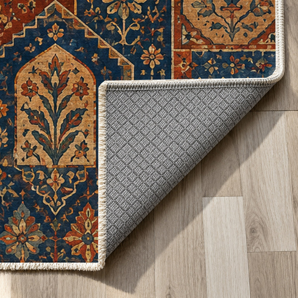 Spice Market Ethnic Washable Rug — backing close up