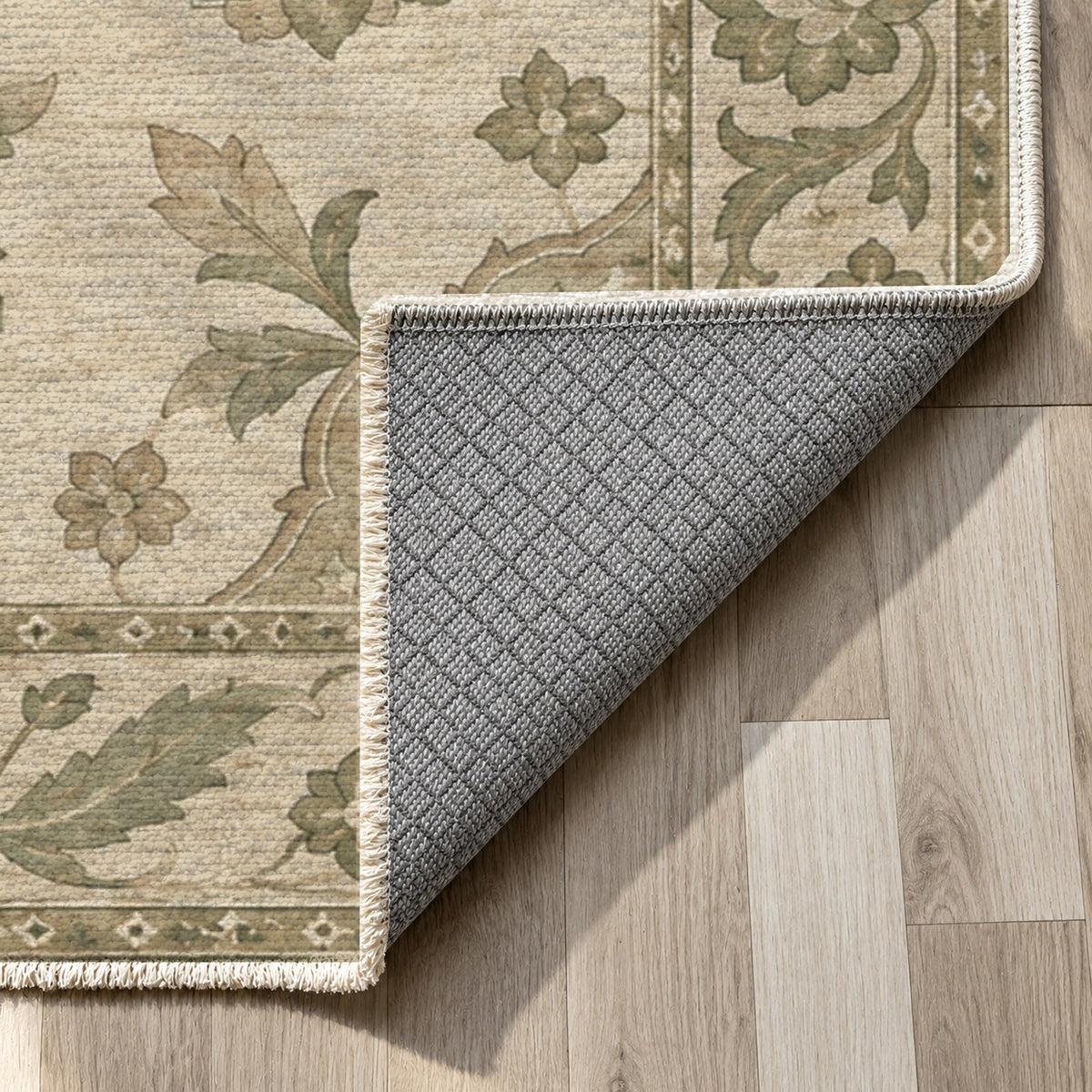 Starlight Ushak Sage Cream Classic Washable Rug — backing close up