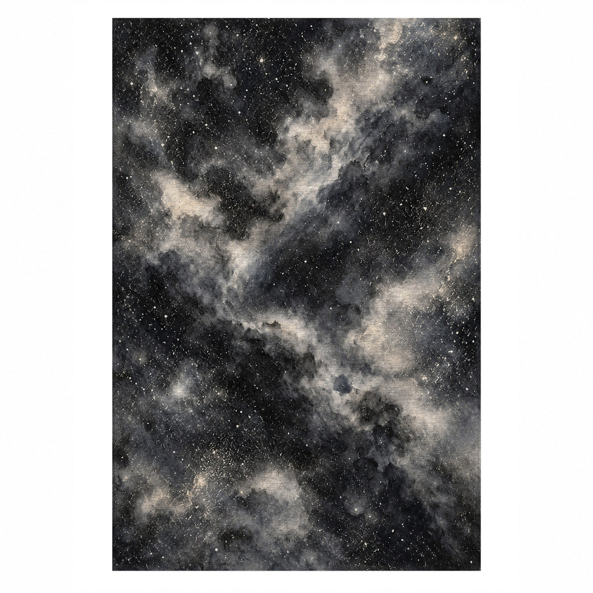 Stellar Dust Charcoal Abstract Washable Rug — top view