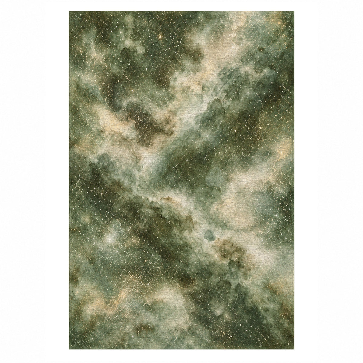 Stellar Dust Sage Abstract Washable Rug — top view