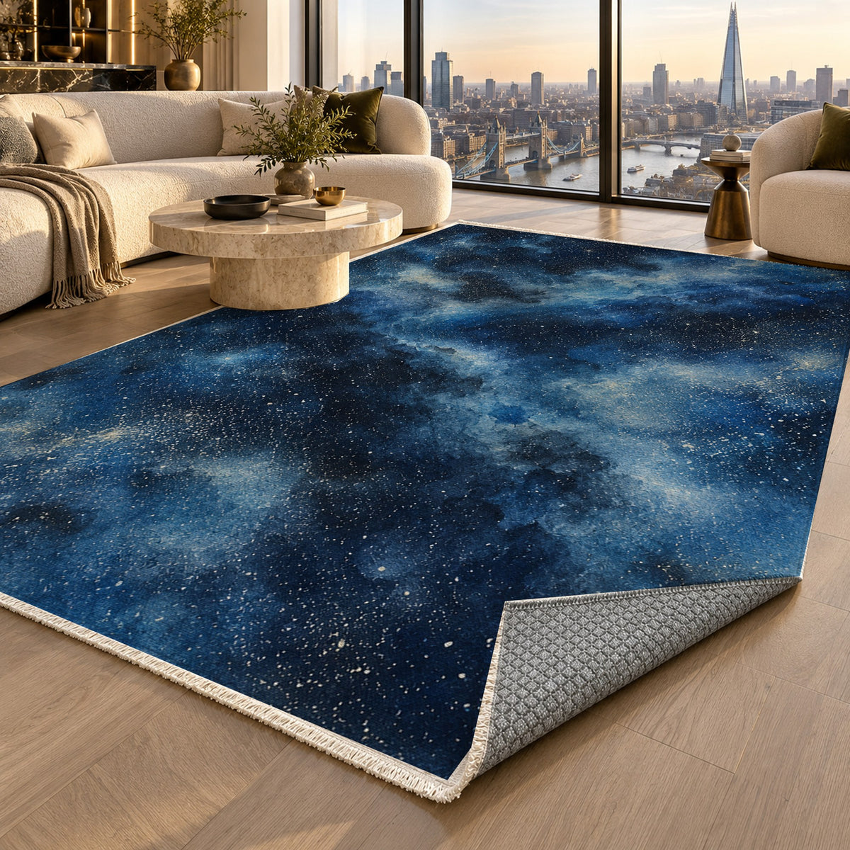 Stellar Dust Abstract Washable Rug — london luxury living