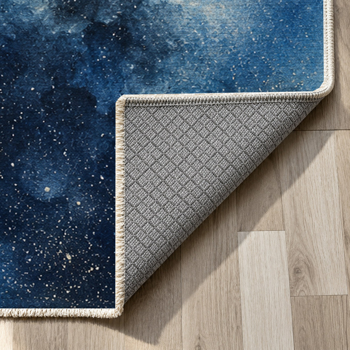 Stellar Dust Abstract Washable Rug — backing close up