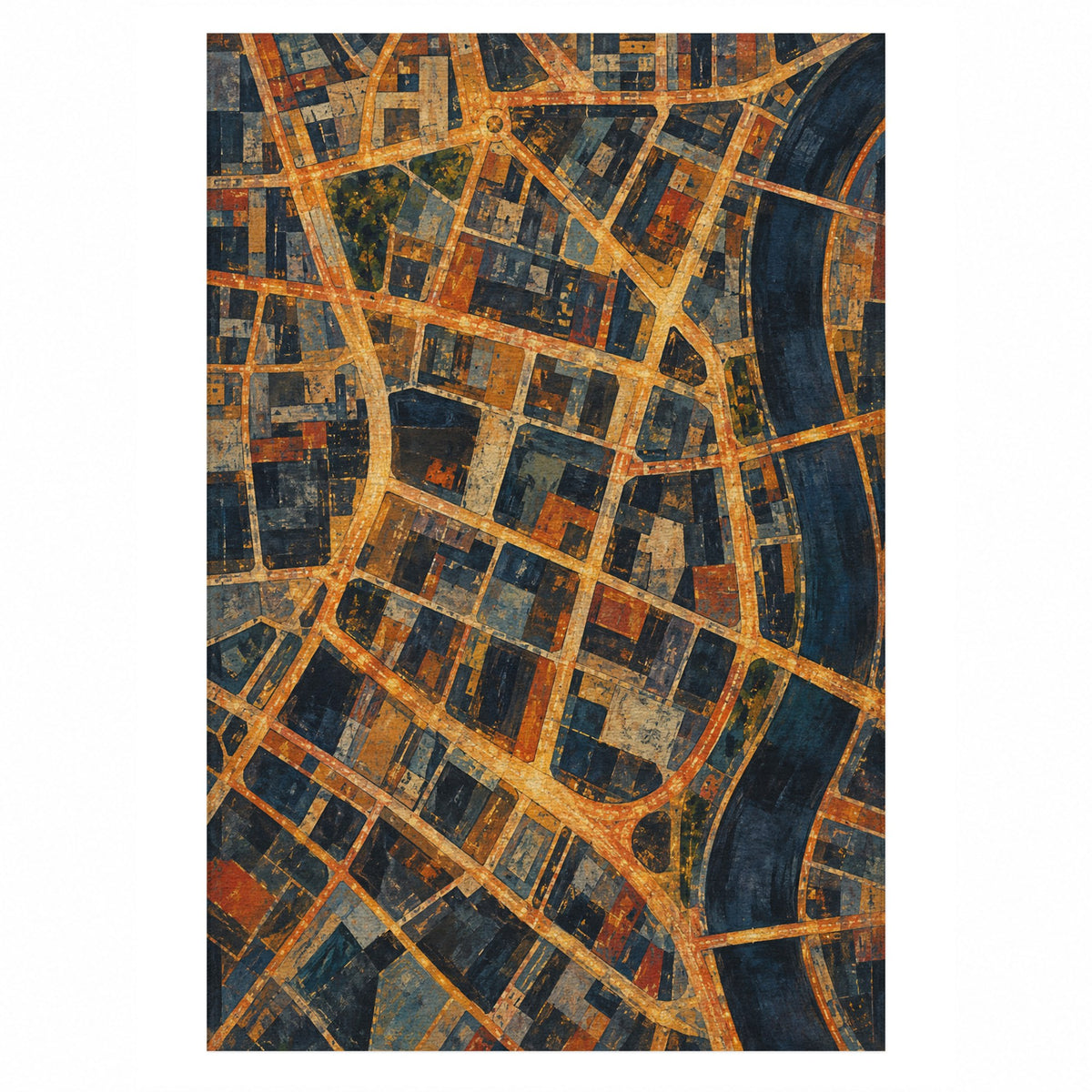 Street Grid Modern Washable Rug — top view