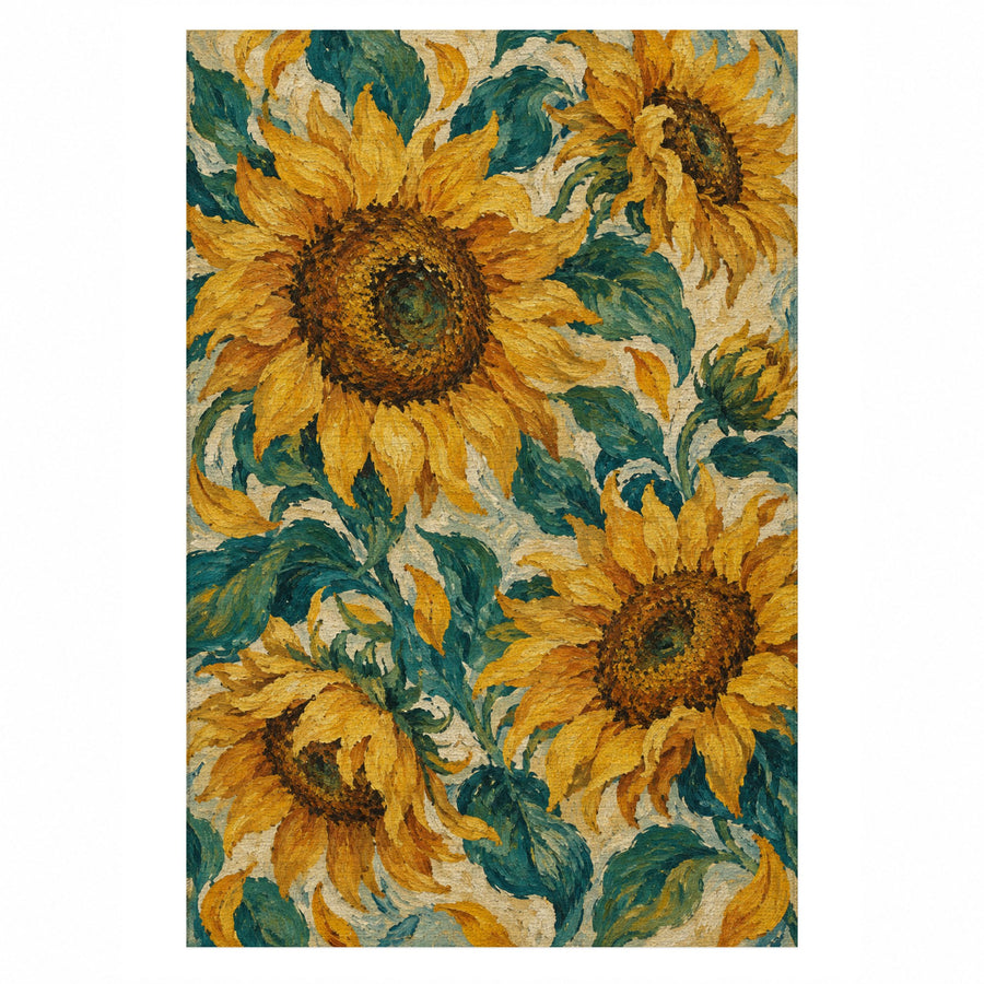 Sunflower Rhythm Abstract Washable Rug