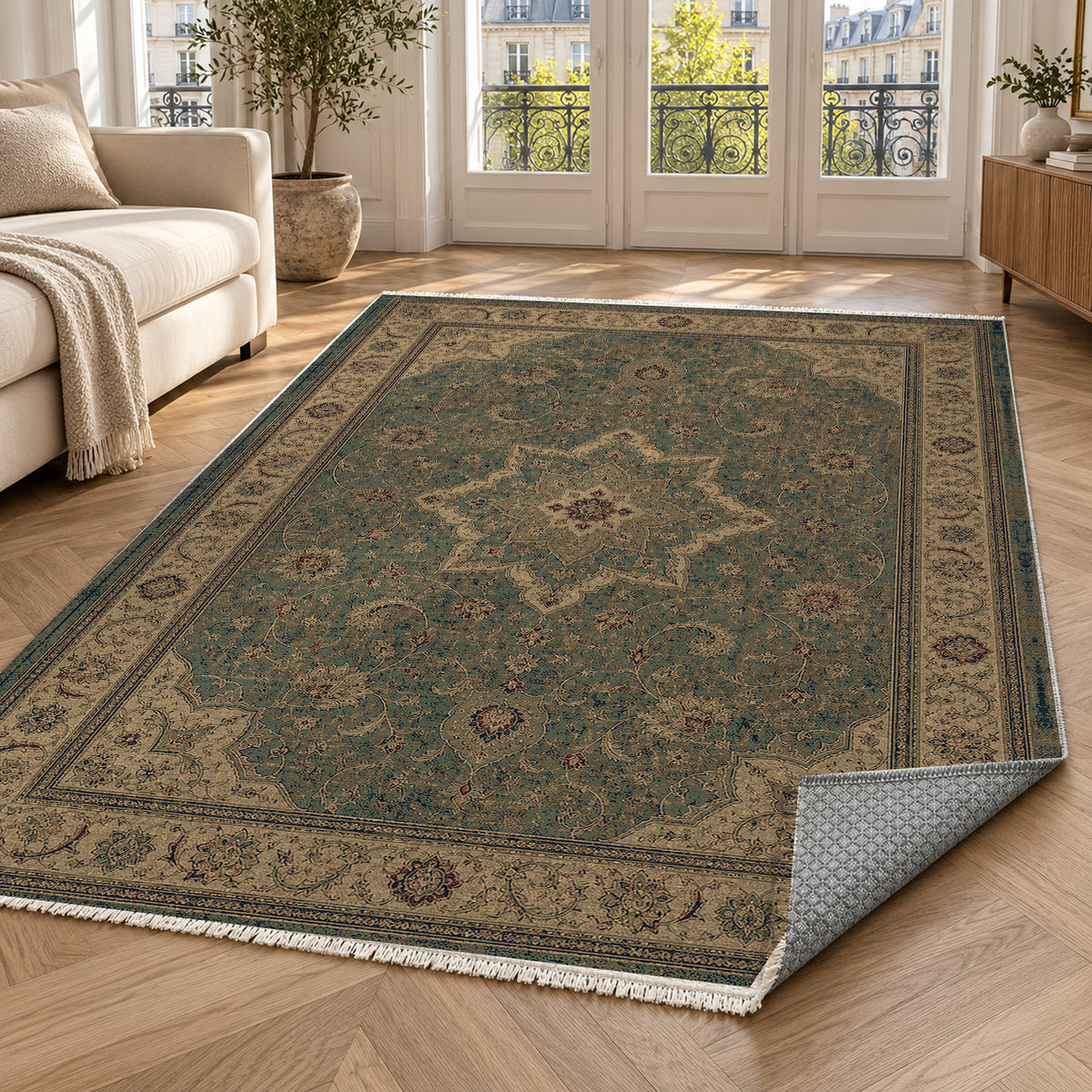 Tabriz Blue Classic Washable Rug — paris living