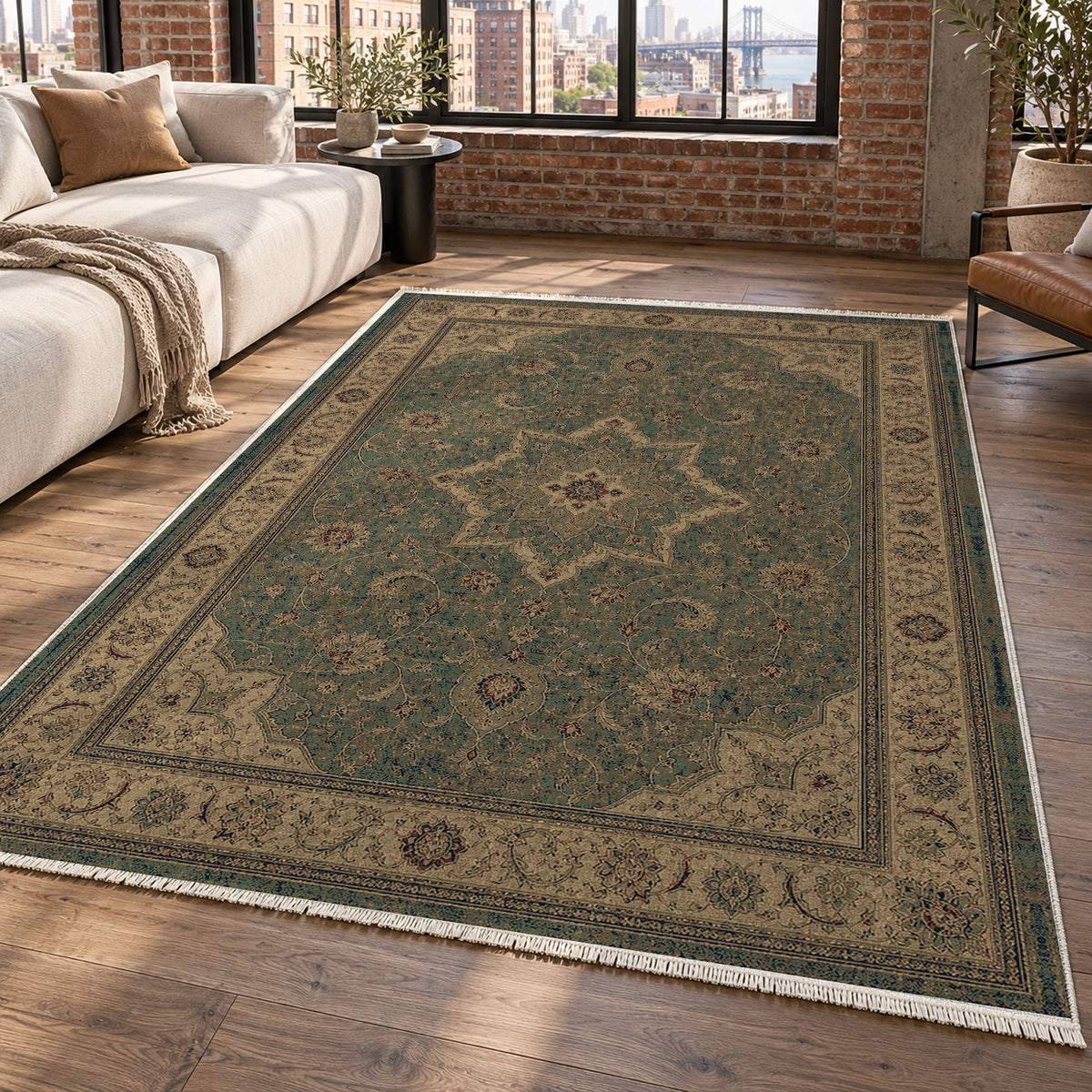 Tabriz Blue Classic Washable Rug — new york living