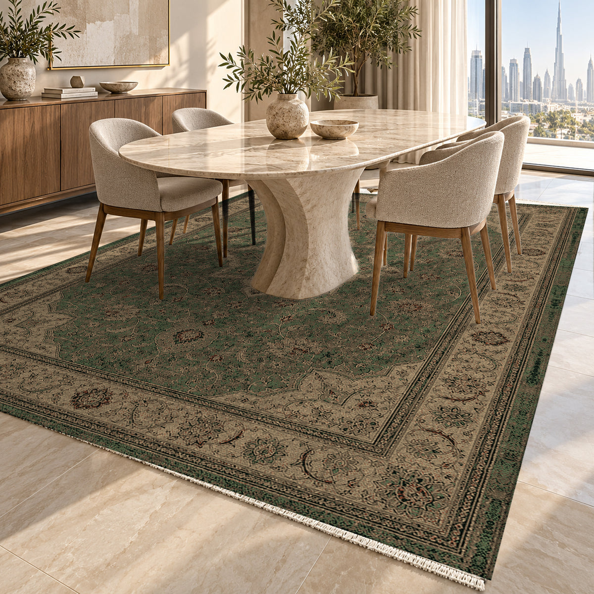 Tabriz Forest Classic Washable Rug — dubai dining