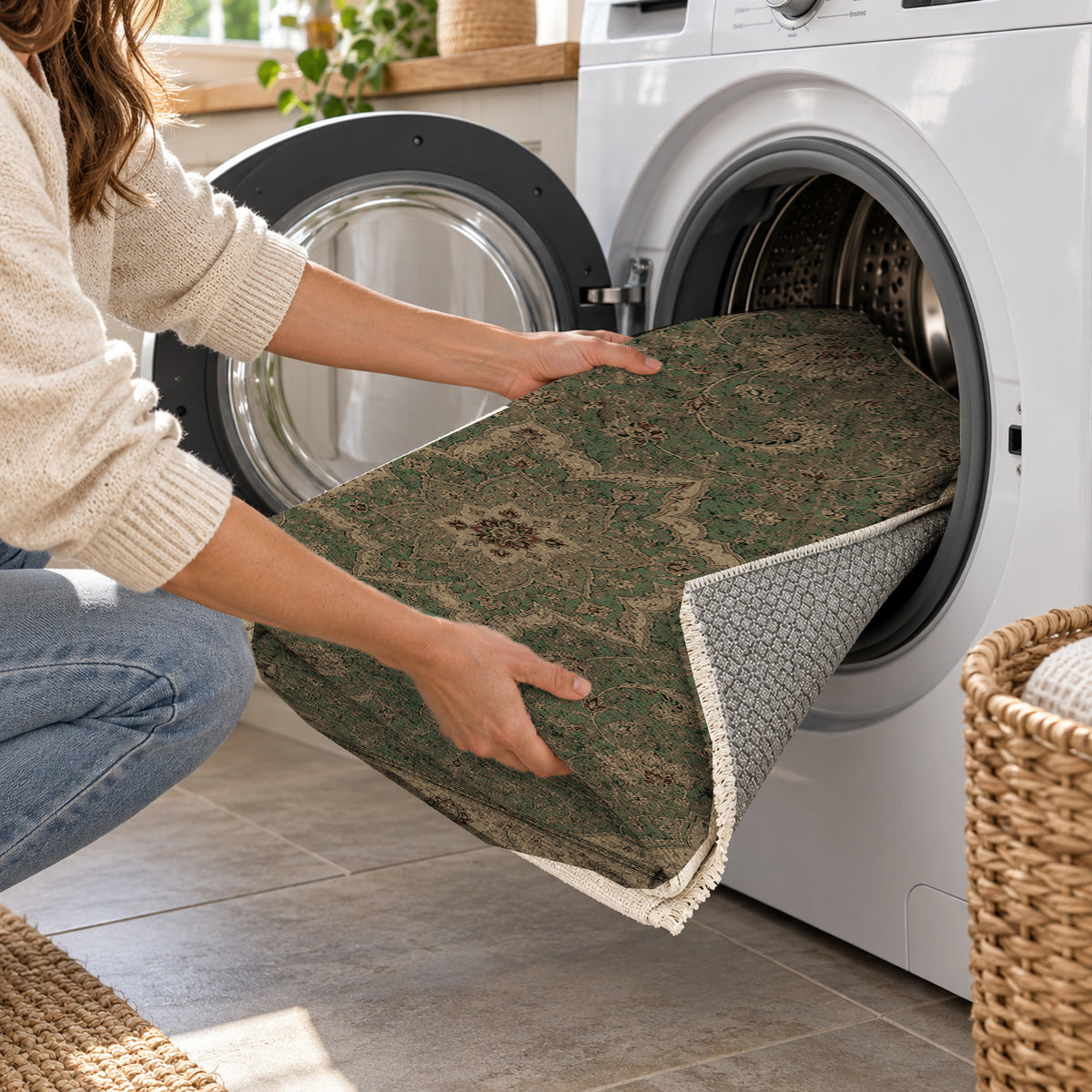 Tabriz Forest Classic Washable Rug — washing machine