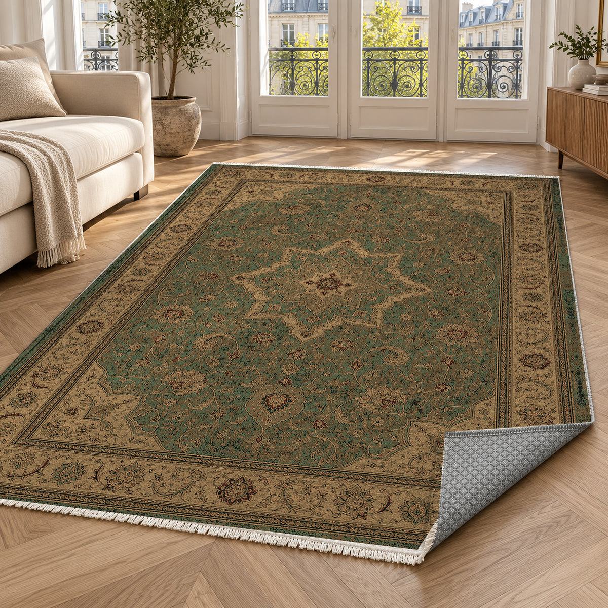 Tabriz Sage Classic Washable Rug — paris living
