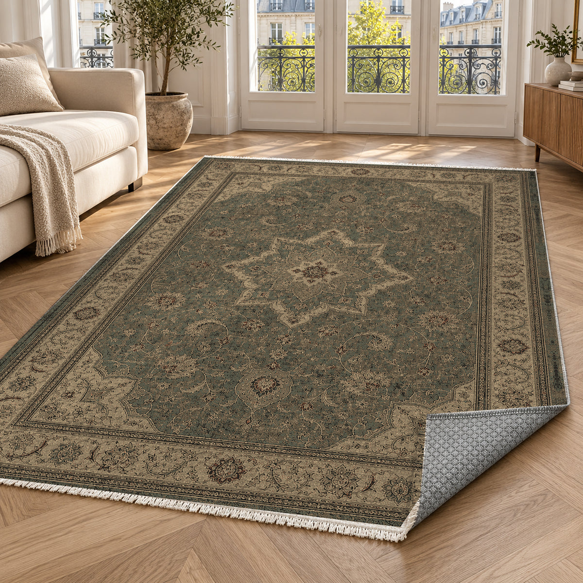Tabriz Taupe Classic Washable Rug — paris living