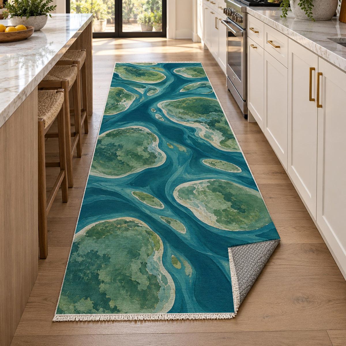 Tidal Islands Abstract Washable Rug — new york kitchen runner