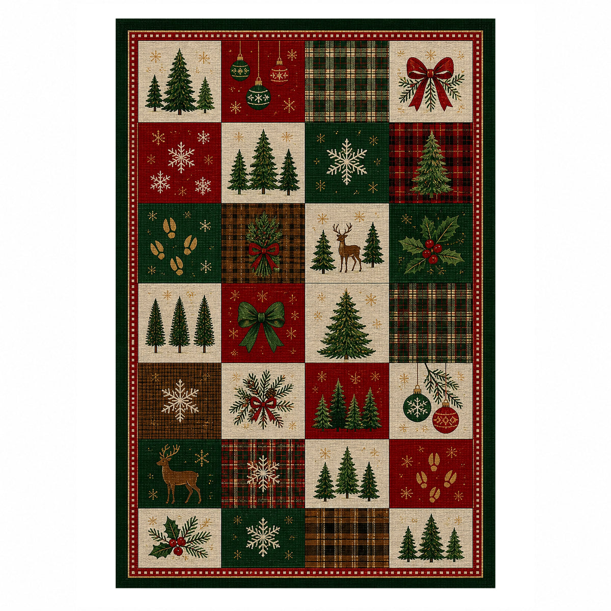 Tree Farm Evergreen Washable Rug — top view