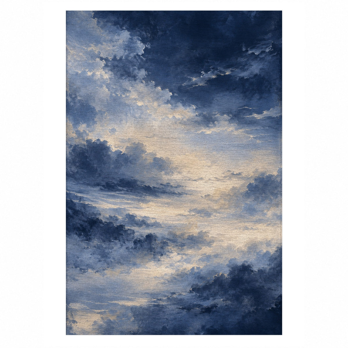 Twilight Veil Indigo Abstract Washable Rug — top view