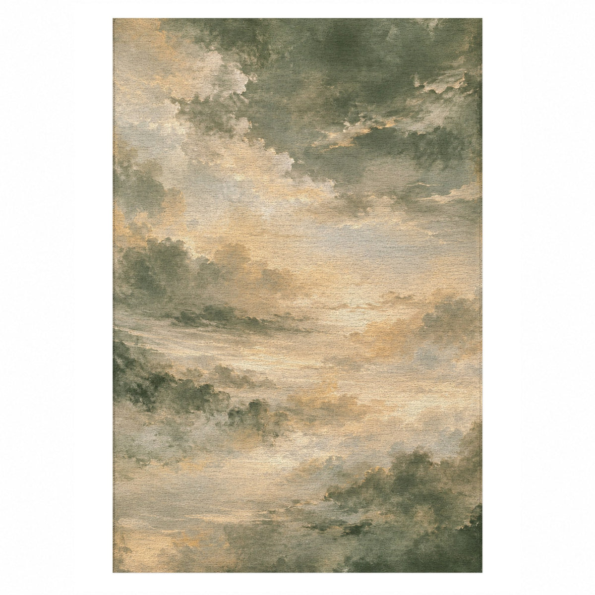 Twilight Veil Sage Abstract Washable Rug — top view