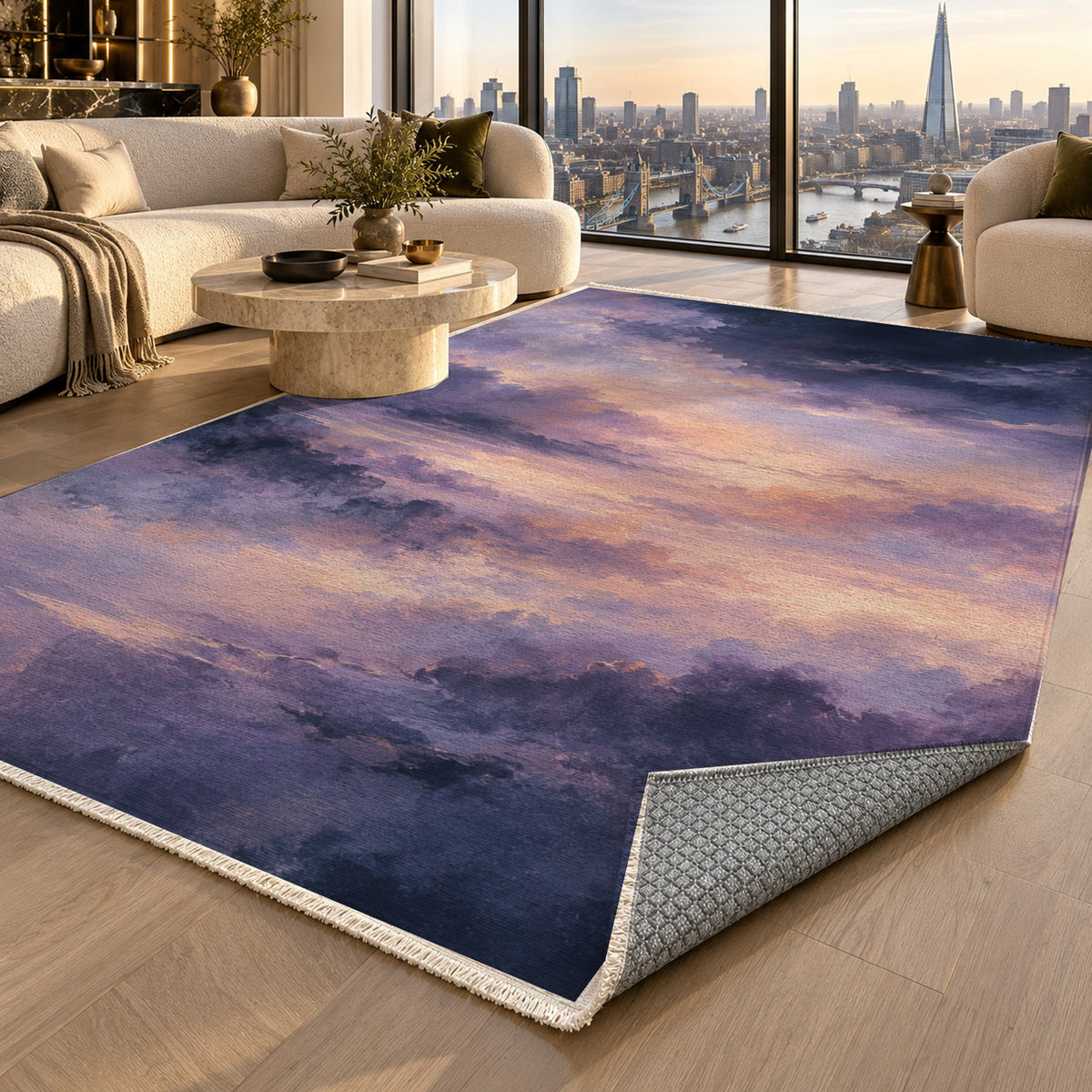 Twilight Veil Abstract Washable Rug — london luxury living