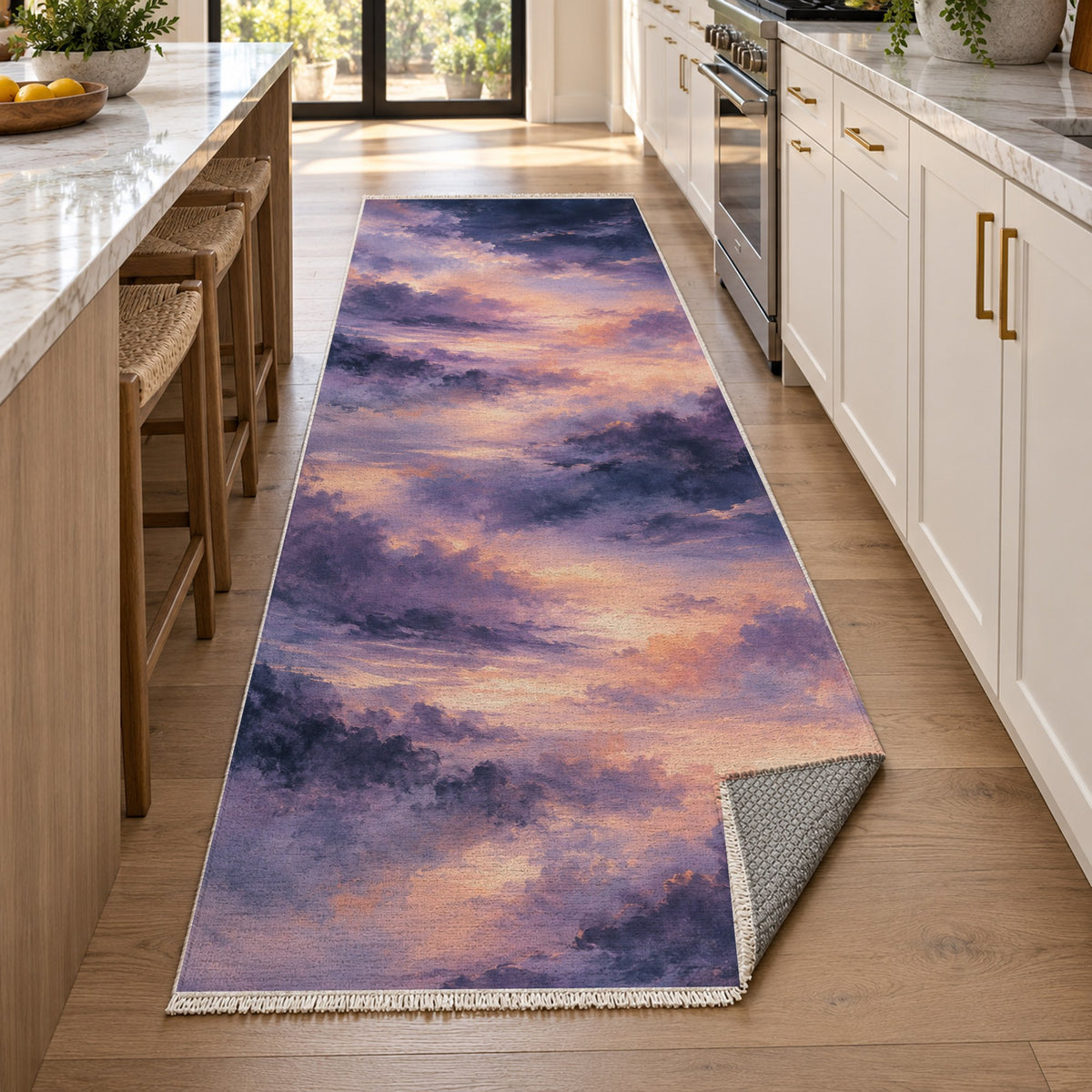 Twilight Veil Abstract Washable Rug — new york kitchen runner