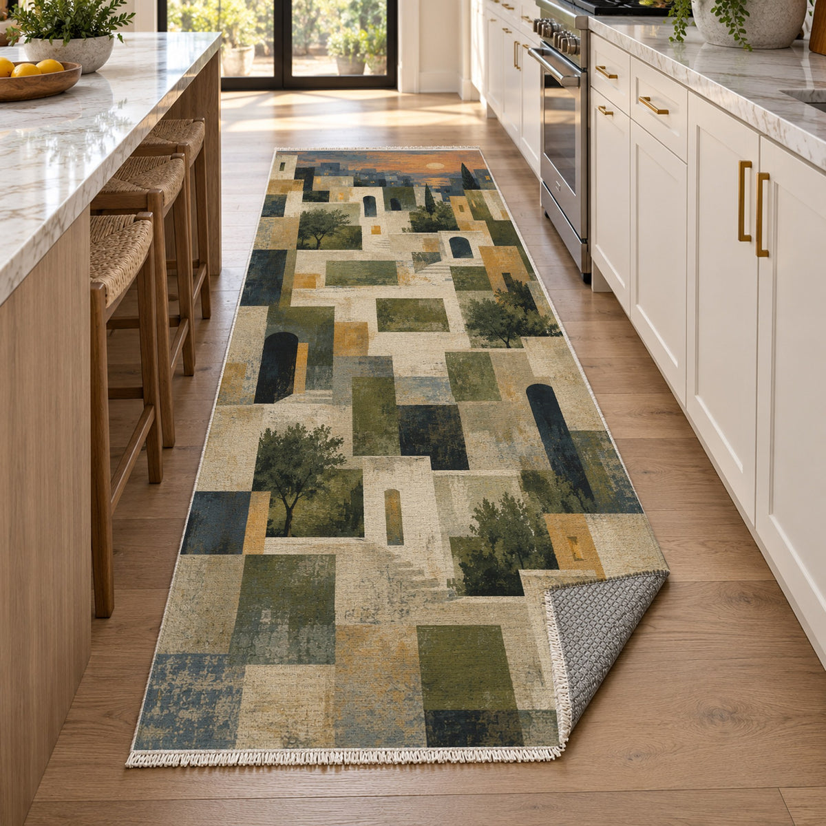 Urban Courtyard Modern Washable Rug — new york kitchen runner