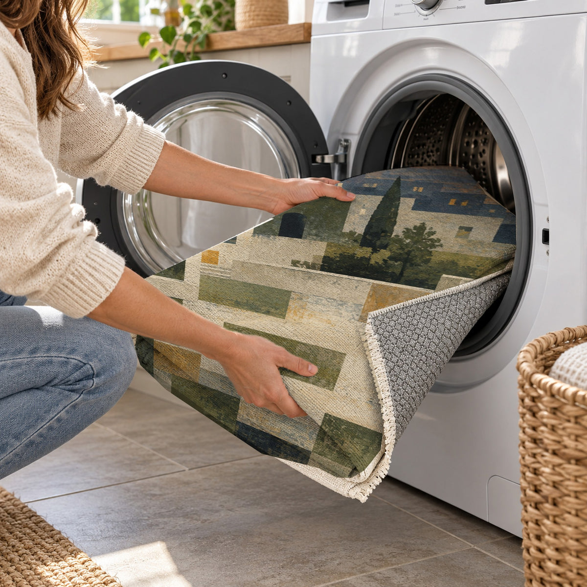 Urban Courtyard Modern Washable Rug — washing machine