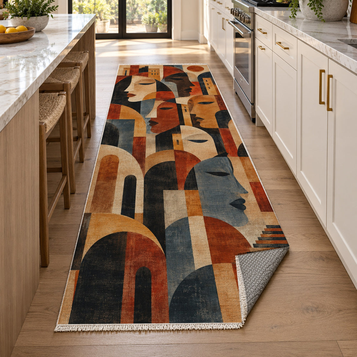 Urban Faces Abstract Washable Rug — new york kitchen runner